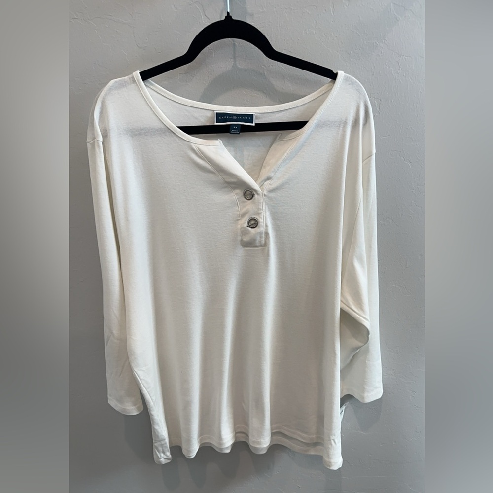 Karen Scott Women’s 2x white blouse NWT